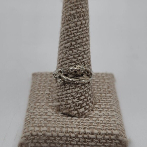 Size 10 Sterling Silver Dragon Rustic Band Ring A3630 - Picture 1 of 9
